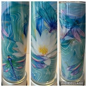 20oz Dragonfly Stainless Steel Hot Cold Drink‎ Tumbler Lid And Straw